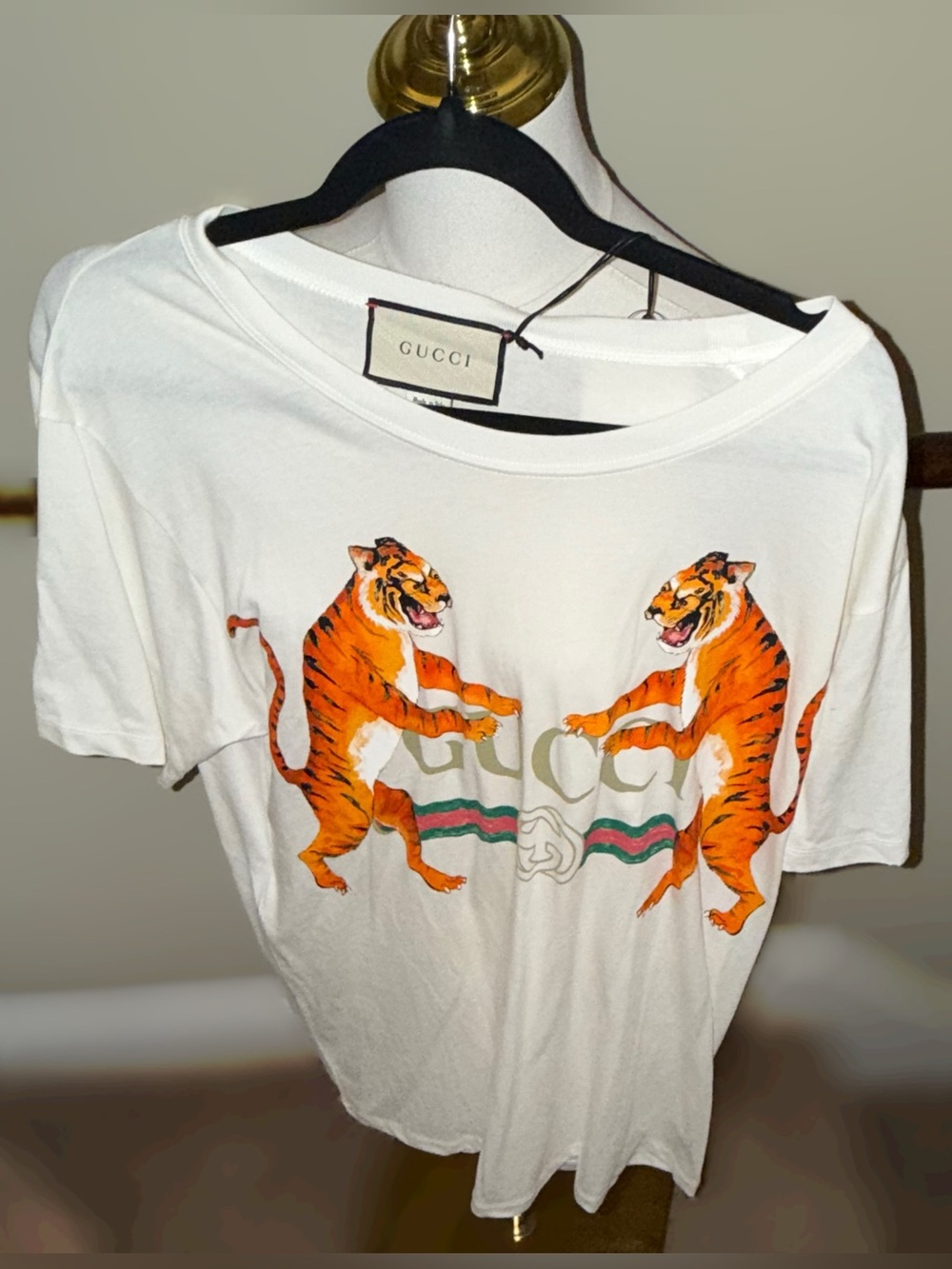 Brand New, With Tags, Gucci White Logo Tiger Graphic Tee, Size Small - Picture 2 of 5